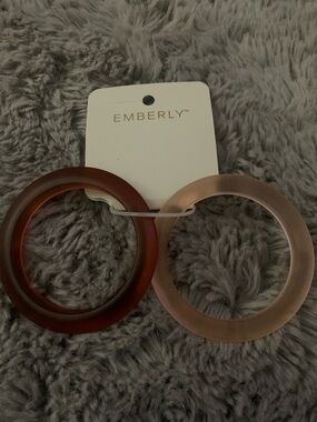 Two-Tone Resin Bracelet Set — Brown & Blush